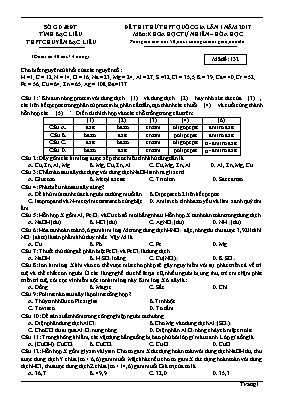 Đề thi thử Trung học phổ thông Quốc gia lần 1 môn Hóa học năm 2017 - Mã đề 132 - Trường THPT chuyên Bạc Liêu (Có đáp án)