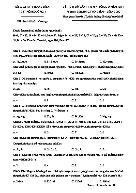 Đề thi thử Trung học phổ thông Quốc gia lần 1 môn Hóa học năm 2017 - Trường THPT Nông Cống I (Có đáp án)