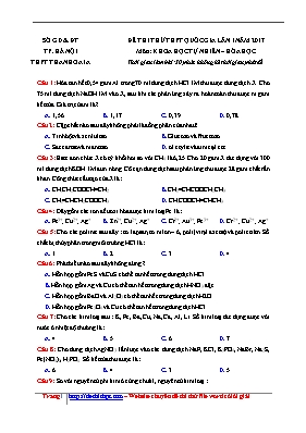 Đề thi thử Trung học phổ thông Quốc gia lần 1 môn Hóa học năm 2017 - Trường THPT Thanh Oai A (Có đáp án)