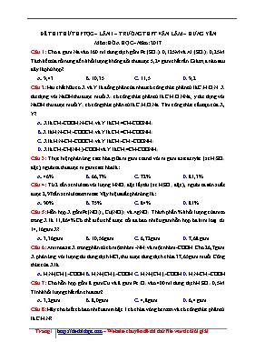 Đề thi thử Trung học phổ thông Quốc gia lần 1