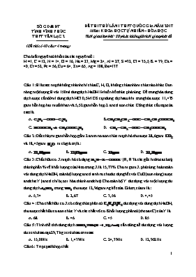 Đề thi thử Trung học phổ thông Quốc gia lần 1 môn Hóa học năm 2017 - Trường THPT Yên Lạc 2 (Có đáp án)