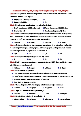 Đề thi thử Trung học phổ thông Quốc gia lần 2 môn Hóa học năm 2017 - Trường THPT chuyên Lương Thế Vinh (Có đáp án)
