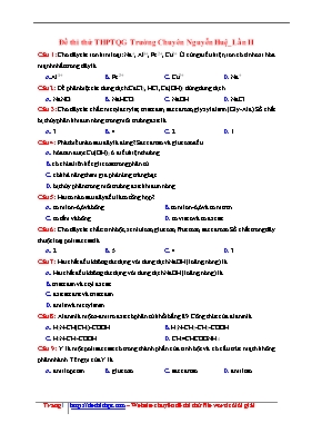 Đề thi thử Trung học phổ thông Quốc gia lần 2 môn Hóa học năm 2017 - Trường THPT chuyên Nguyễn Huệ (Có đáp án)