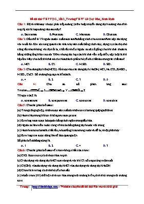 Đề thi thử Trung học phổ thông Quốc gia lần 3 môn Hóa học năm 2017 - Trường THPT Lê Quý Đôn (Có đáp án)