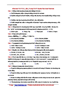 Đề thi thử Trung học phổ thông Quốc gia lần 3 môn Hóa học năm 2017 - Trường THPT chuyên Thái Bình (Có đáp án)