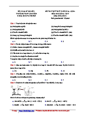 Đề thi thử Trung học phổ thông Quốc gia lần 4 môn Hóa học - Năm học 2016-2017 - Trường THPT chuyên Khoa học Tự nhiên (Có đáp án)