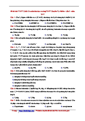 Đề thi thử Trung học phổ thông Quốc gia lần 5 môn Hóa học năm 2017 - Trường THPT chuyên Khoa học Tự nhiên (Có đáp án)