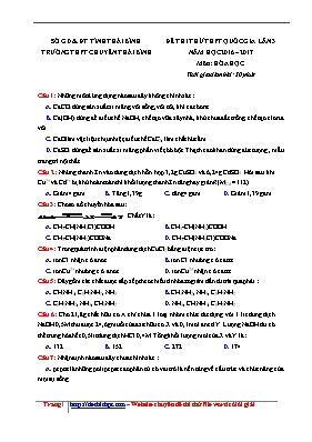 Đề thi thử Trung học phổ thông Quốc gia lần III môn Hóa học năm 2017 - Trường THPT chuyên Thái Bình (Có đáp án)