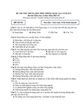 Đề thi thử Trung học phổ thông Quốc gia môn Đ