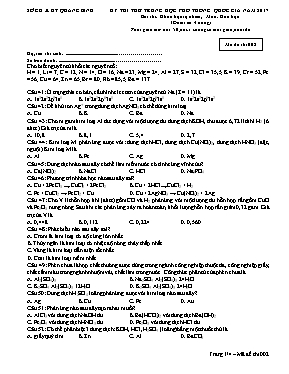 Đề thi thử Trung học phổ thông Quốc gia môn Hóa học năm 2017 - Mã đề 002 - Sở GD & ĐT Quảng Bình