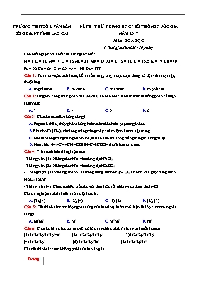 Đề thi thử Trung học phổ thông Quốc gia môn Hóa học năm 2017 - Trường THPT Số 1 Văn Bàn (Có đáp án)