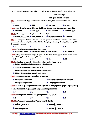 Đề thi thử Trung học phổ thông Quốc gia môn Hóa học năm 2017 - Trường THPT chuyên Nguyễn Trãi (Có đáp án)