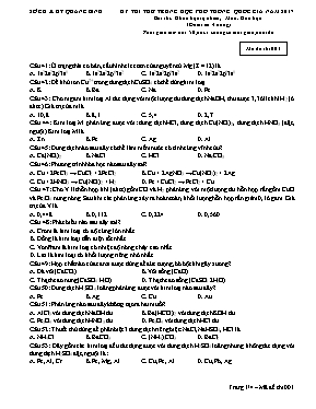 Đề thi thử Trung học phổ thông Quốc gia môn Hóa học năm 2017 - Mã đề 001 - Sở GD & ĐT Quảng Bình