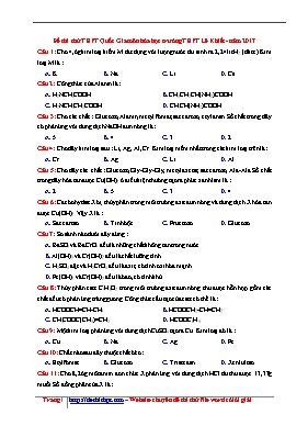 Đề thi thử Trung học phổ thông Quốc gia môn Hóa học năm 2017 - Trường THPT chuyên Lê Khiết (Có đáp án)