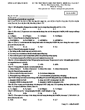 Đề thi thử Trung học phổ thông Quốc gia môn Hóa học năm 2017 - Mã đề 003 - Sở GD & ĐT Quảng Bình