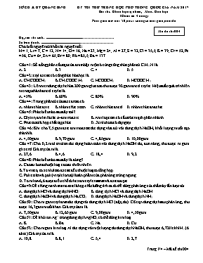 Đề thi thử Trung học phổ thông Quốc gia môn Hóa học năm 2017 - Mã đề 004 - Sở GD & ĐT Quảng Bình