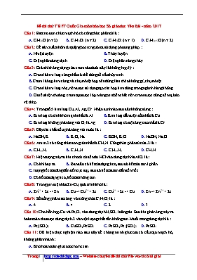 Đề thi thử Trung học phổ thông Quốc gia môn Hóa học năm 2017 - Sở GD & ĐT Yên Bái (Có đáp án)