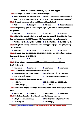 Đề thi thử Trung học phổ thông Quốc gia môn Hóa học năm 2017 - Trường THPT Đại Từ (Có đáp án)