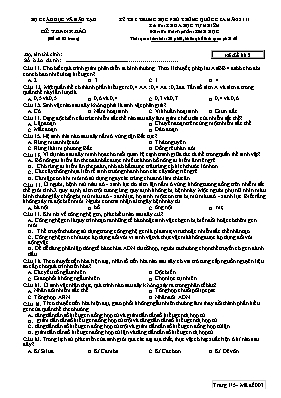 Đề thi thử Trung học phổ thông Quốc gia môn Sinh học năm 2017 - Mã đề 003