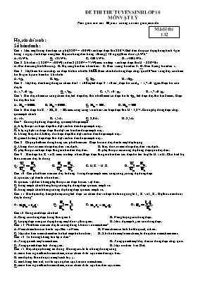 Đề thi thử tuyển sinh Lớp 10 môn Vật lý - Mã 