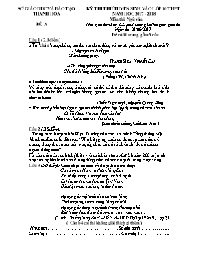 Đề thi thử tuyển sinh vào Lớp 10 môn Ngữ văn - Đề A - Năm học 2017-2018 - Sở GD & ĐT Thanh Hóa