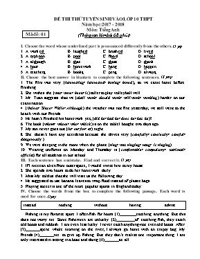 Đề thi thử tuyển sinh vào Lớp 10 môn Tiếng An