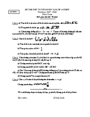 Đề thi thử tuyển sinh vào Lớp 10 môn Toán - N