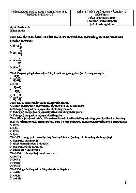 Đề thi thử tuyển sinh vào Lớp 10 môn Vật lí -