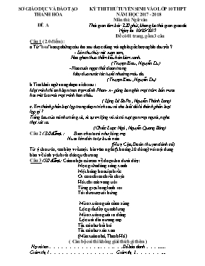 Đề thi thử tuyển sinh vào Lớp 10 THPT môn Ngữ văn - Đề A - Năm học 2017-2018 - Sở GD & ĐT Thanh Hóa