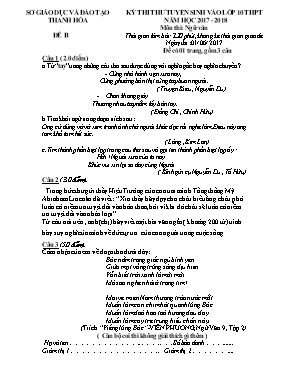 Đề thi thử tuyển sinh vào Lớp 10 THPT môn Ngữ văn - Đề B - Năm học 2017-2018 - Sở GD & ĐT Thanh Hóa