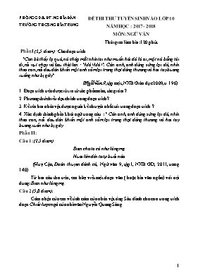 Đề thi thử tuyển sinh vào Lớp 10 THPT môn Ngữ văn - Năm học 2017-2018 - Trường THCS Nghĩa Trung (Có đáp án)