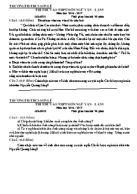 Đề thi thử vào Lớp 10 lần 5 môn Ngữ văn - Năm học 2016-2017 - Trường TH & THCS Sơn Lễ