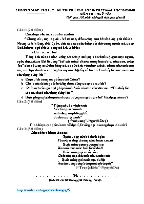 Đề thi thử vào Lớp 10 môn Ngữ văn - Năm học 2