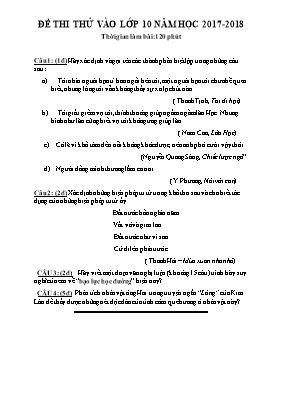 Đề thi thử vào Lớp 10 môn Ngữ văn - Năm học 2