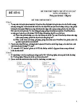 Đề thi thử vào Lớp 10 môn Sinh học năm 2017