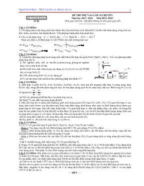 Đề thi thử vào Lớp 10 THPT chuyên môn Hóa học