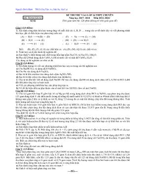 Đề thi thử vào Lớp 10 THPT chuyên môn Hóa học