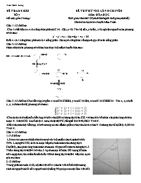 Đề thi thử vào Lớp 10 THPT chuyên môn Hóa học - Đề số 4