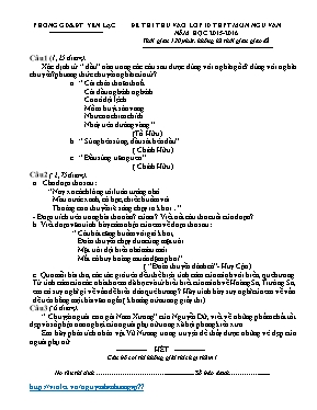Đề thi thử vào Lớp 10 THPT môn Ngữ văn - Năm
