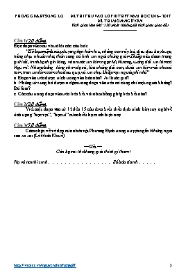 Đề thi thử vào Lớp 10 THPT môn Ngữ văn - Năm