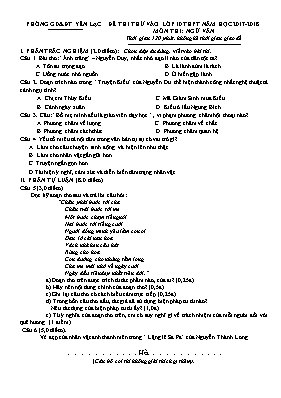 Đề thi thử vào Lớp 10 THPT môn Ngữ văn - Năm 