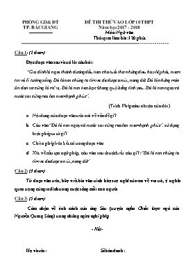 Đề thi thử vào Lớp 10 THPT môn Ngữ văn - Năm 