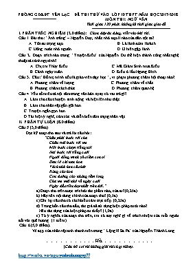 Đề thi thử vào Lớp 10 THPT môn Ngữ văn - Năm