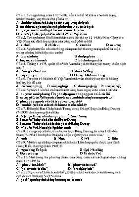 Đề thi Tốt nghiệp bổ túc THPT môn Lịch sử năm