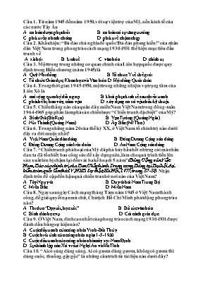 Đề thi Tốt nghiệp bổ túc THPT môn Lịch sử năm