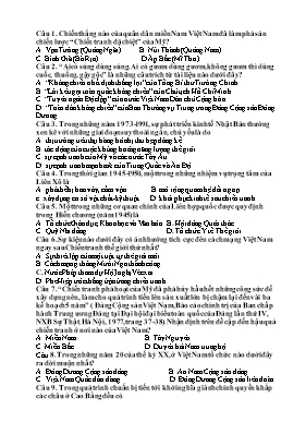 Đề thi Tốt nghiệp bổ túc THPT môn Lịch sử năm