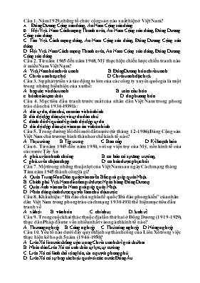 Đề thi Tốt nghiệp bổ túc THPT môn Lịch sử năm