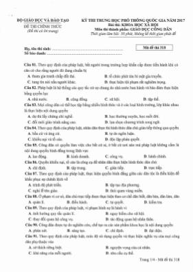 Đề thi Trung học phổ thông Quốc gia môn Giáo 