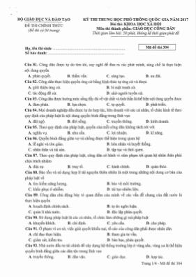 Đề thi Trung học phổ thông Quốc gia môn Giáo 