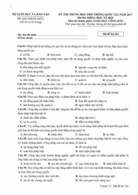 Đề thi Trung học phổ thông Quốc gia môn Giáo 